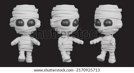 Set of 3D mummy for halloween. 3D rendering Foto stock © 