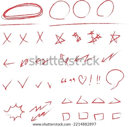 Various hand drawn vector figures in red.