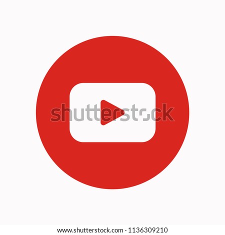 Red button and simple play icon . Modern vector illustration.