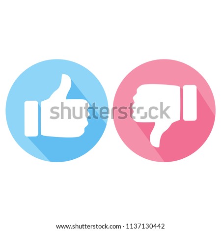 like and dislike thumb blue and pink button vector icon, modern icon with white background