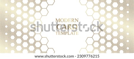 Modern geometric luxury white background or header for business or presentation or greeting cards with golden honeycombs or hexagons.
