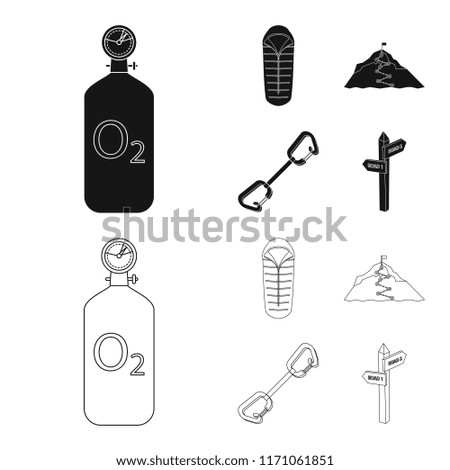 Isolated object of alpinism and peak icon. Set of alpinism and camp stock vector illustration.