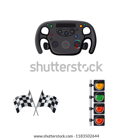 Vector illustration of car and rally logo. Collection of car and race stock symbol for web.