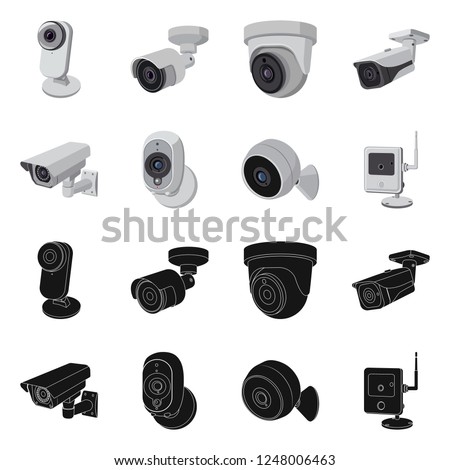 Vector illustration of cctv and camera symbol. Set of cctv and system vector icon for stock.