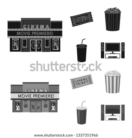 Vector design of television and filming logo. Set of television and viewing stock vector illustration.