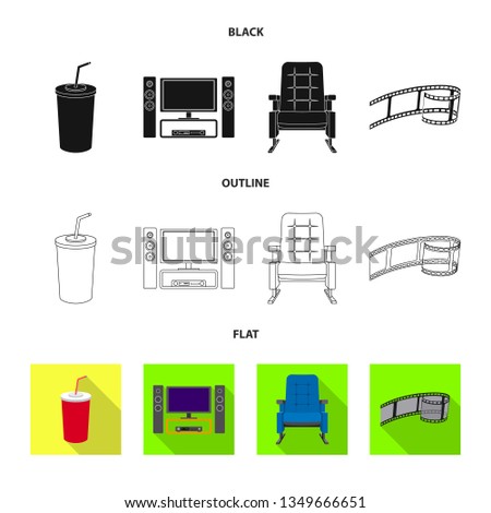 Vector design of television and filming logo. Set of television and viewing stock vector illustration.