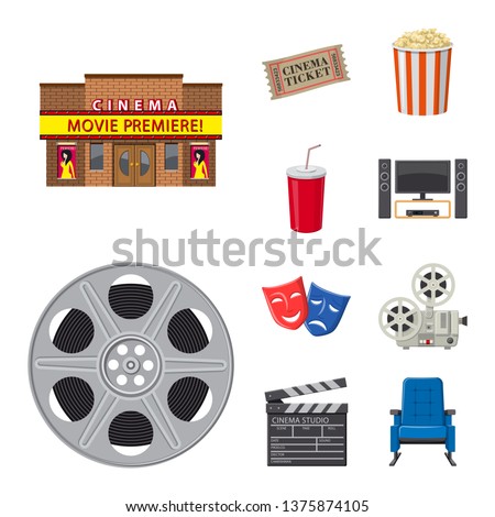 Vector illustration of cinema  and theater logo. Collection of cinema  and entertainment stock vector illustration.