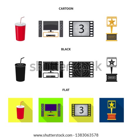 Vector design of television and filming logo. Collection of television and viewing stock vector illustration.