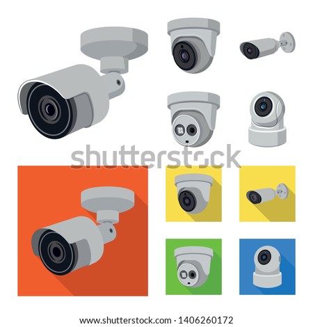 Isolated object of cctv and camera logo. Set of cctv and system stock symbol for web.