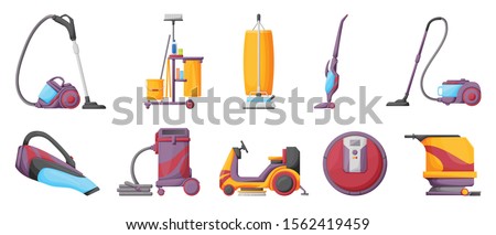 Vacuum cleaner cartoon vector illustration on white background . Set icon vacuum cleaner for cleaning .Cartoon vector icon for cleaning carpet.
