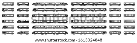 Subway train vector illustration on white background .Set black icon transport metro.Vector illustration set icon subway train.