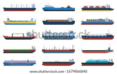 Barge vector cartoon set icon. Vector illustration cargo ship on white background. Cartoon set icon barge . Imagine de stoc © 