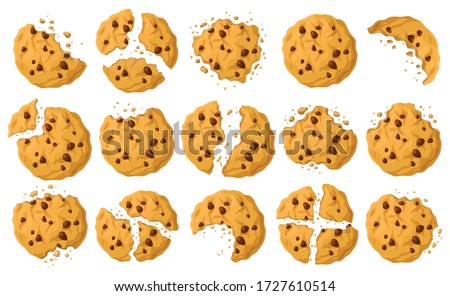 Cookies with crumbs vector cartoon set icon. Vector illustration biscuit on white background. Isolated cartoon set icon cookies with crumbs.