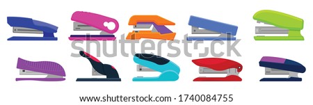 Stapler vector cartoon set icon. Isolated cartoon set icon stapling equipment. Vector illustration stapler on white background. Foto stock © 