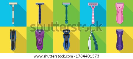 Razor isolated realistic set icon. Vector illustration shaver on white background . Vector realistic set icon accessory for shave.