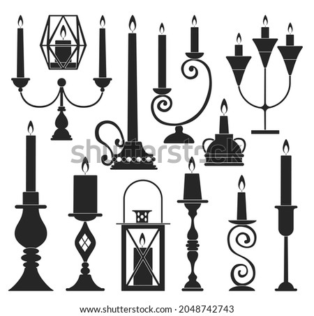 Candle holder vector illustration on white background. Vector black set icon candlestick. Isolated black set icon candle holder.