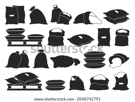 Farmer bag vector illustration on white background. Isolated black set icon grain sack .Vector black set icon farmer bag.