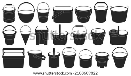 Bucket vector black set icon. Vector illustration plastic bucketful on white background. Isolated black set icon bucket.