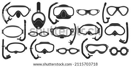 Masks for swimming vector black set icon. Isolated black set icon underwater glasses . Vector illustration masks for swimming on white background.