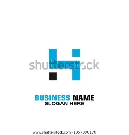 letter H4 graphic logo template, square graphic logo, flat design.