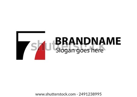 Number 7 logo on negative space inside square shape. A simple and flat design that is easy to apply in any media.