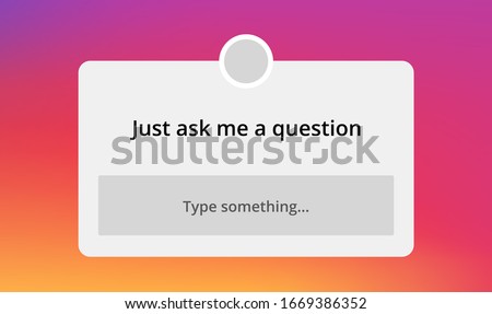Instagram Question Sticker. Ask Me a Question. Social Media Element On Gradient Background Stockfoto © 