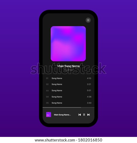 Music Player Interface Design Concept. Playlist Layout. Apple Music. Mobile App Interface. Vector Illustration