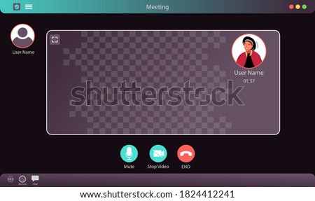 Zoom Interface Vector Illustration. Video Call Interface. Meeting App Interface Concept. 