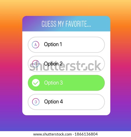 Quiz Option Instagram Sticker. Guess my Favourite. Social Media Sticker Vector Illustration