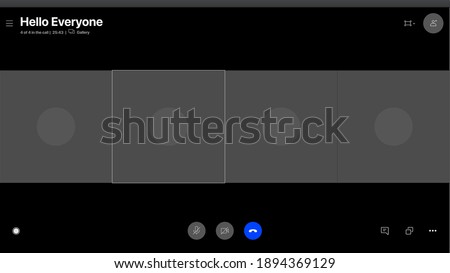 Skype Interface for 4 persons. Video Call Template. Meeting App Flat Vector UI Interface. Vector Illustration