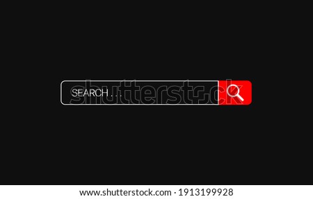 Youtube search bar vector element with icon on black background 