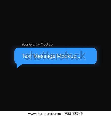 Simple Text Message Mockup with light blue glow. Isolated Blue SMS. Vector illustration
