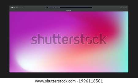 Modern Web Browser. Gradient design on Black Background. Isolated Horizontal Mockup. Vector illustration