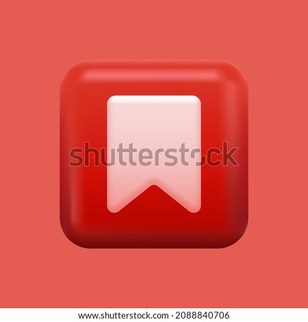 Bookmark Icon. Red Isolated 3D Object. Vector illustration