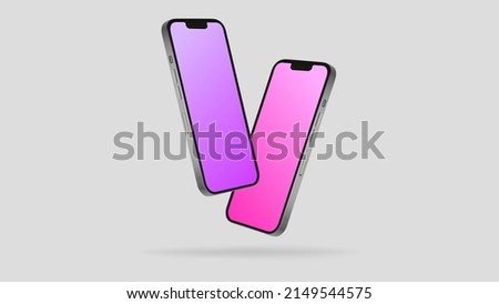 Two Smartphones in Diagonal Angle. Editable Mockup. Vector illustration
