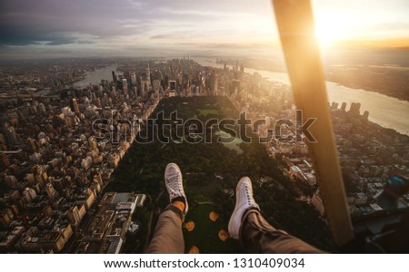 New york and Manhattan view from the helicopter Stock fotó © 