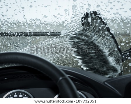 car wash,brush on the screen