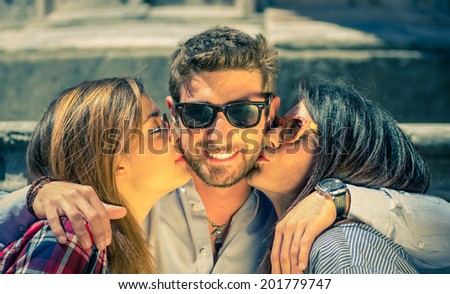 lucky man with girls