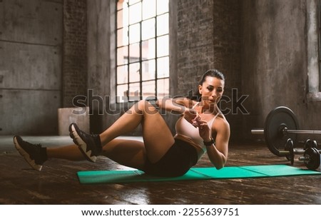 Similar – Image, Stock Photo Young athletic woman training at seaside