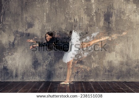 dispersion art with classic ballet dancer.