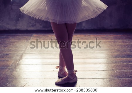 close up on classic ballet dancer. legs and tutu