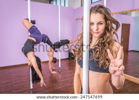 pole dancing and gymnastic course. concept about wellness and sport
