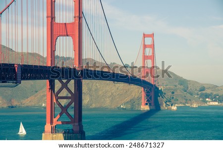 Panoramic view of Golden Gate bridge in San Francisco