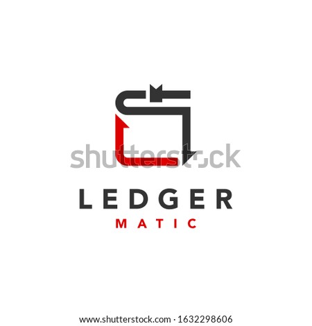 modern ledger software technology logo design template idea