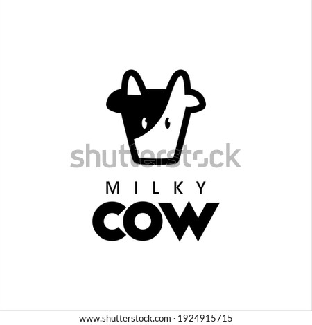 cartoon cow logo animal vector mascot, or character avatar icon for fresh dairy milk farm food industry template ideas