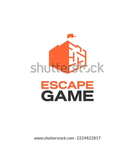 Modern Fun Castle Escape Game Logo Design Template