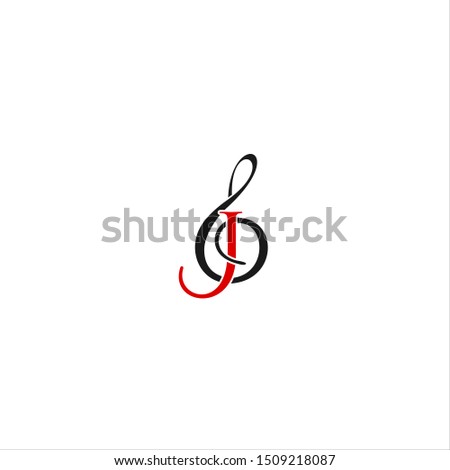 music ensemble, musical scale  with letter J logo design idea