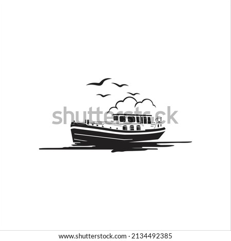 Black Barge logo design image for Sea transportation and barge boat logo vector Imagine de stoc © 