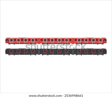 Vector illustration of metro train carriage in use in the milan metro red line (M1).