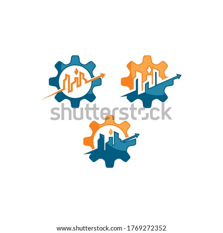 building gear chart business logo icon vector symbol